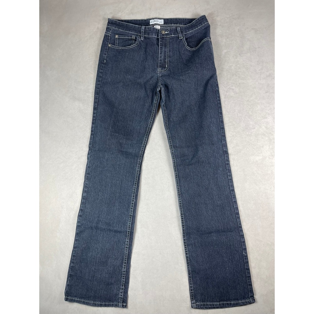 Diverso Womens Dark Wash Straight‎ Leg Jeans Embroidered Rhinestone Pockets 12